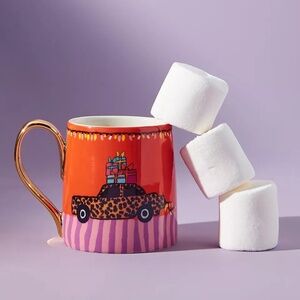 NWT Anthropologie Kendra Dandy Gifts In Transport Christmas Mug